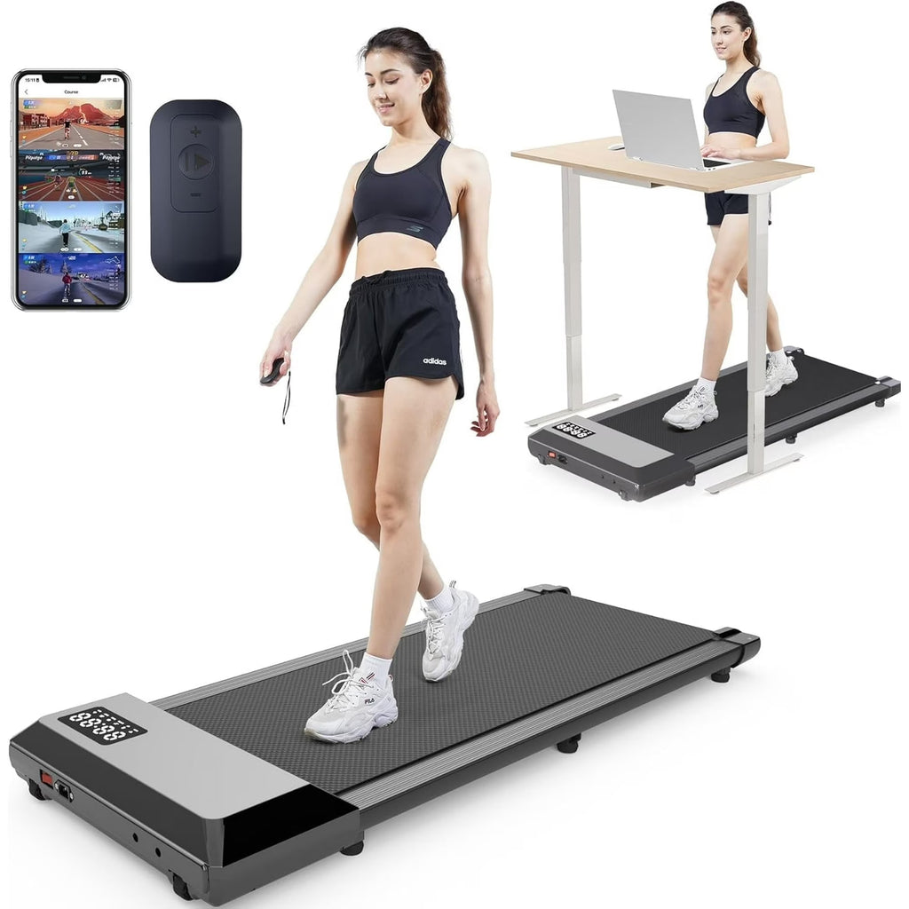 YDZJY 250 lb Walking Pad, 0.6 - 2.5 Mph Speed Range 1.2HP Quite Under Desk Treadmill, 2 in 1 Treadmill for Home/Office Exercise with Remote Control, Portable Treadmill with LED Display(Black)