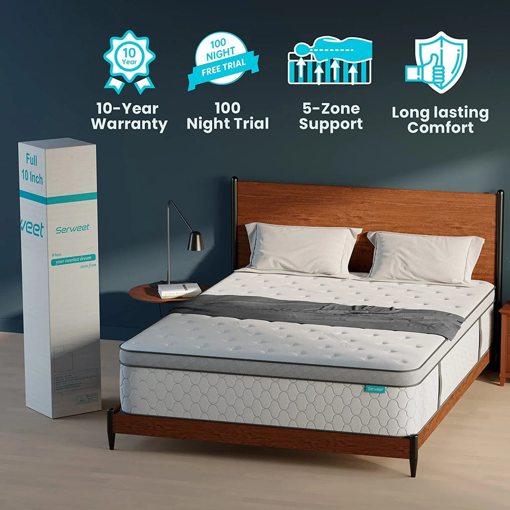 Size Mattress. Serweet 12 Inch Gel Memory Foam Hybrid Mattress in a Box. Fiberglass Free. Breathable Bed Mattress for Cooler Sleep Supportive & Pressure Relief. Medium Firm Feel