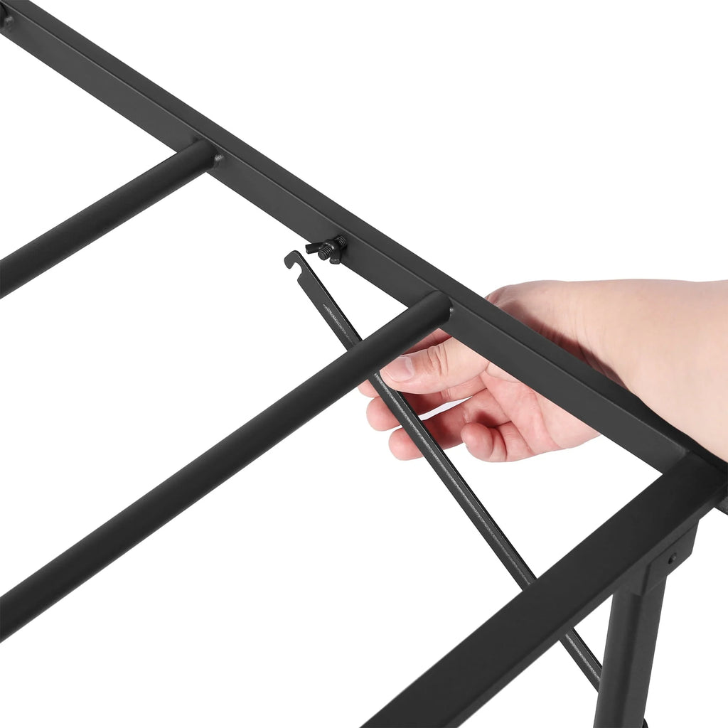 VECELO Foldable Metal Platform Bed Frame, Steel Slat Support/No Box Spring Needed, King Size, Black