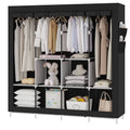 UDEAR Portable Closet Large Wardrobe Closet Clothes Organizer with 6 Storage Shelves, 4 Hanging Sections 4 Side Pockets,Black