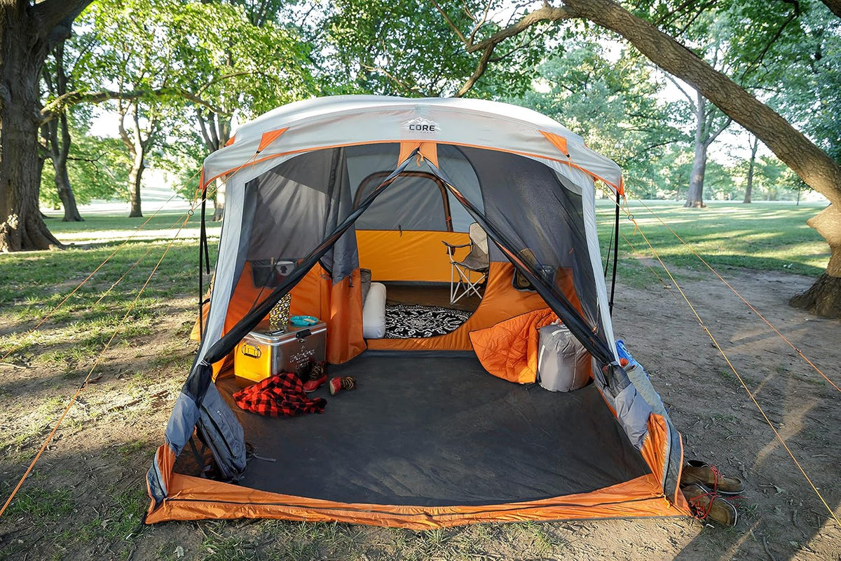 Straight Wall Cabin Tents | 10 Person / 11 Person / 12 Person Large Multi Room Family Tents for Car Camping & Outdoor Adventures