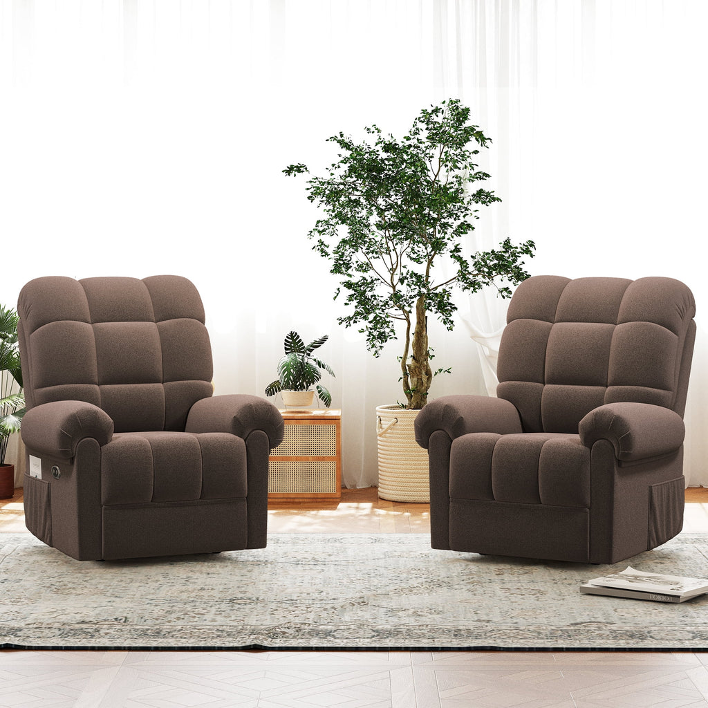 Power Recliner Chair, Electric Recline Sofa Chair for Adults with USB Port, Comfy Teddy Fleece Adjustable Cloud Sofa, Tool - Free Setup, Beige White