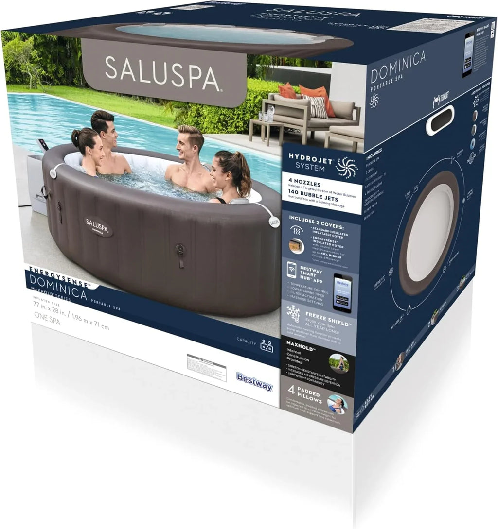 Inflatable Hot Tub Spa (71" X 26") | Portable Hot Tub with 2 Covers (1 Energy-efficient Thermal Cover and 1 Standard Cover) | Fits Up to 2-4…