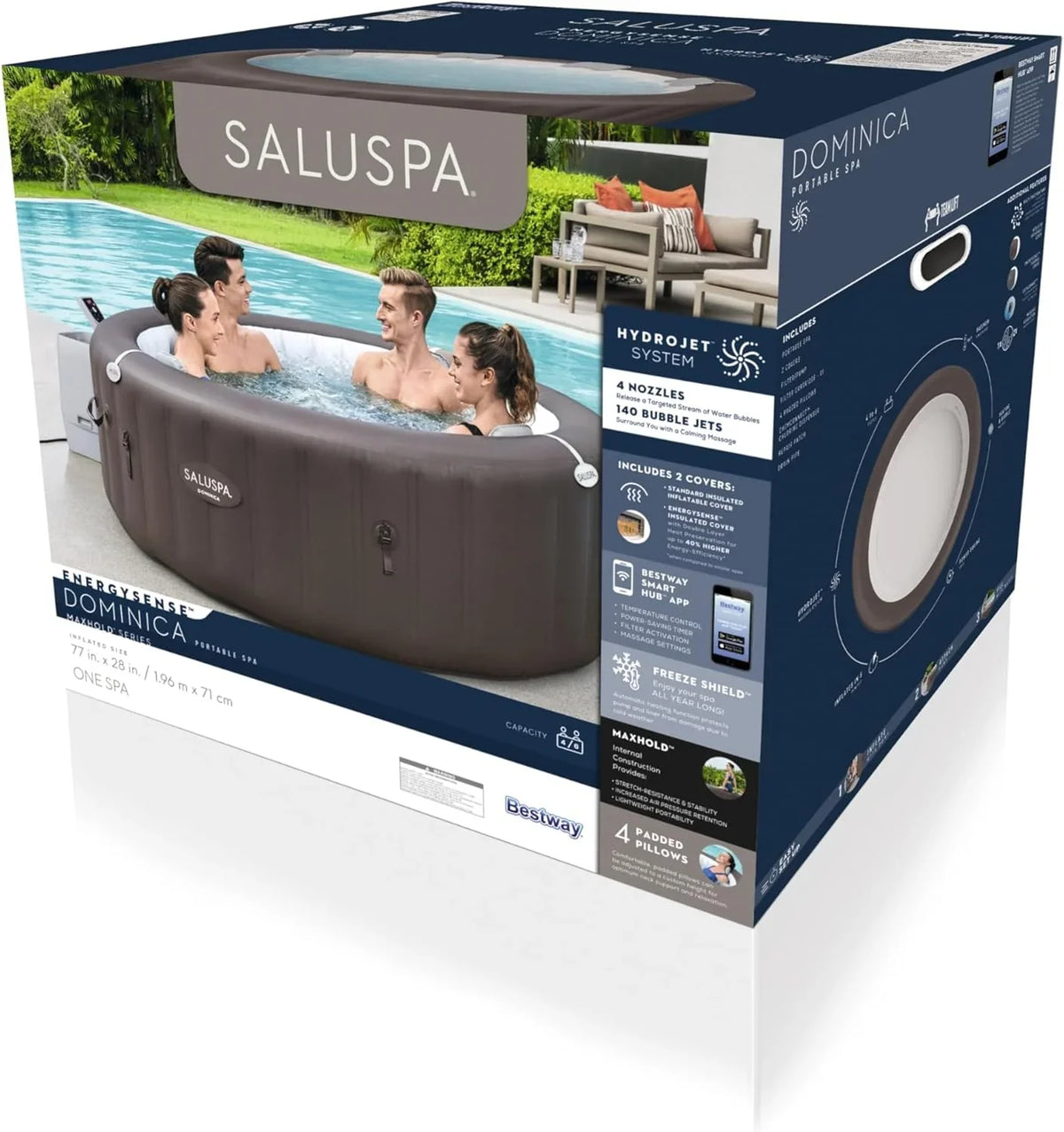 Inflatable Hot Tub Spa (71" X 26") | Portable Hot Tub with 2 Covers (1 Energy-efficient Thermal Cover and 1 Standard Cover) | Fits Up to 2-4…
