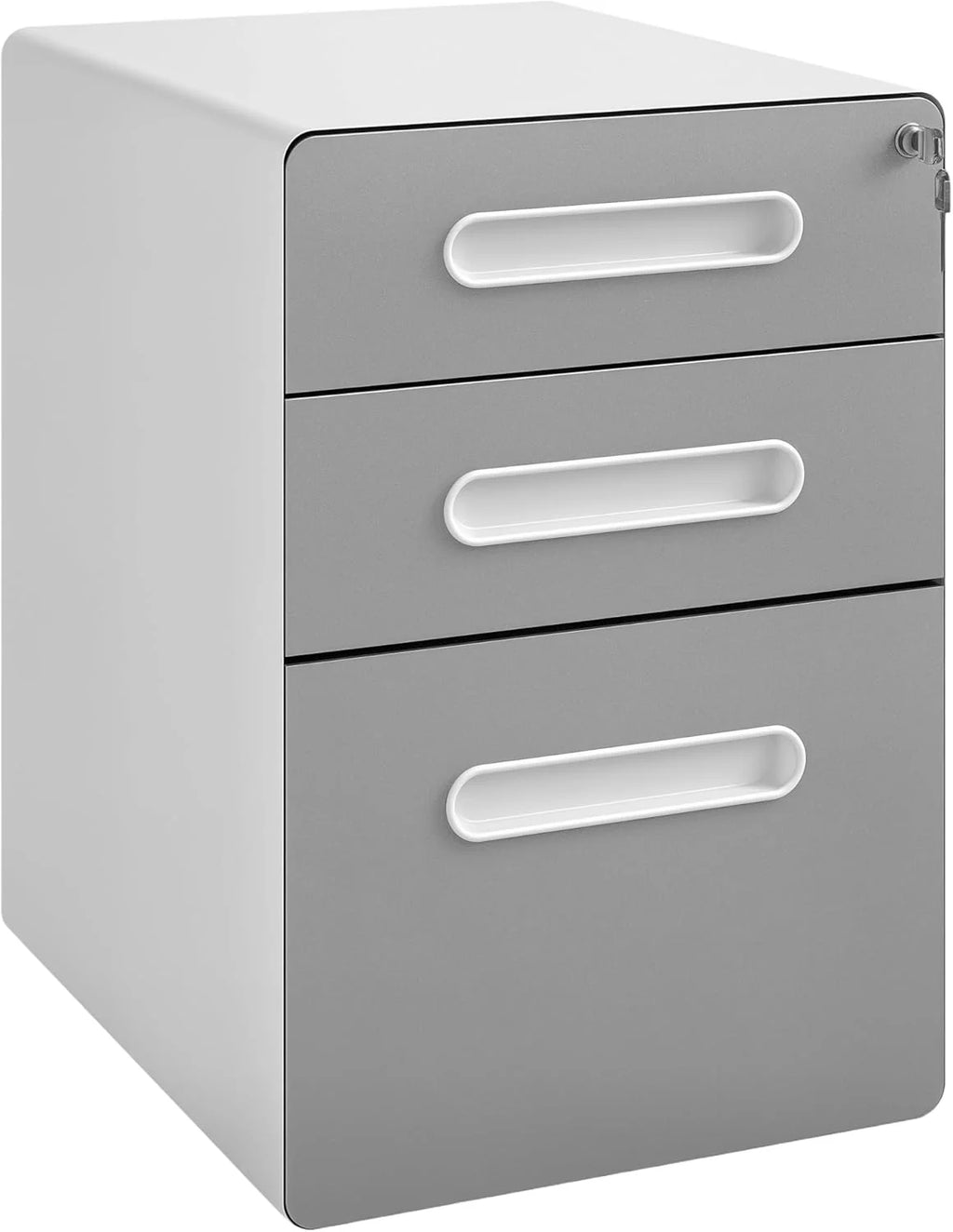 Lockable Three-Drawer Mobile Filing Cabinet, Black