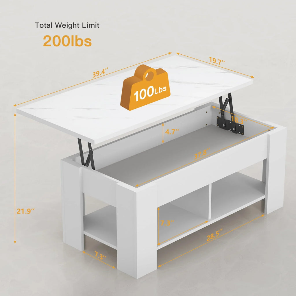 MONINXS Lift Top Coffee Table, 39.4" with Hidden Compartment & Storage