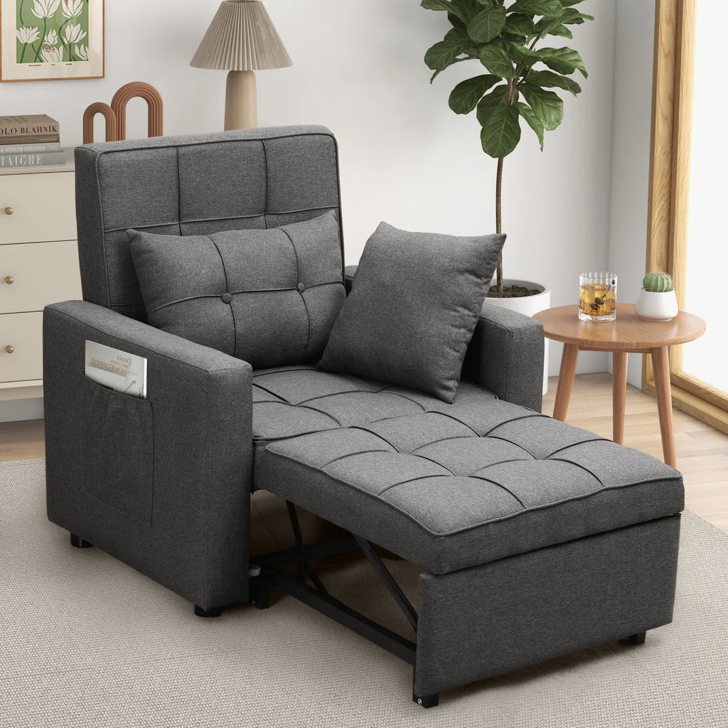 Tolead 3 - in - 1 Convertible Sofa Bed Sleeper Chair with Adjustable Backrest, Gray
