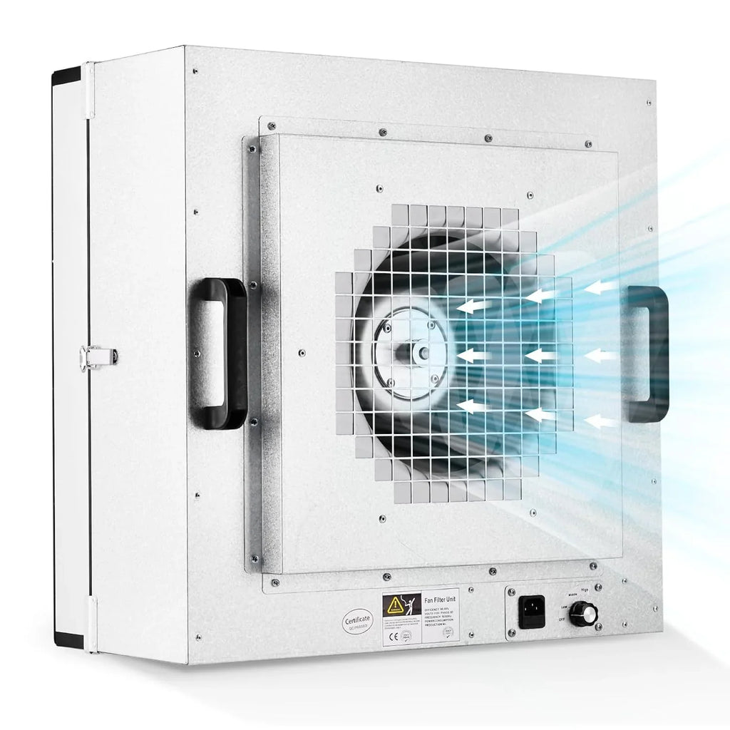 Yjingrui Laminar Flow Hood H 14 Hepa Filter with Safety Locks Class 100 Iso Class 5 Cleanliness Fan Filter Unit 22 6X22 6IN Flow Hood Mycolo