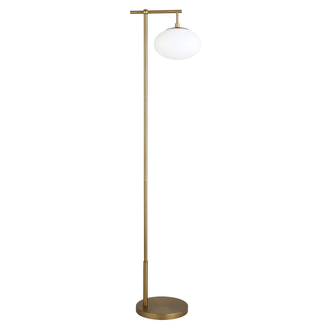 Nula 67.75" Arched Floor Lamp Joss & Main Base Finish: Brushed Brass, Shade Color: White
