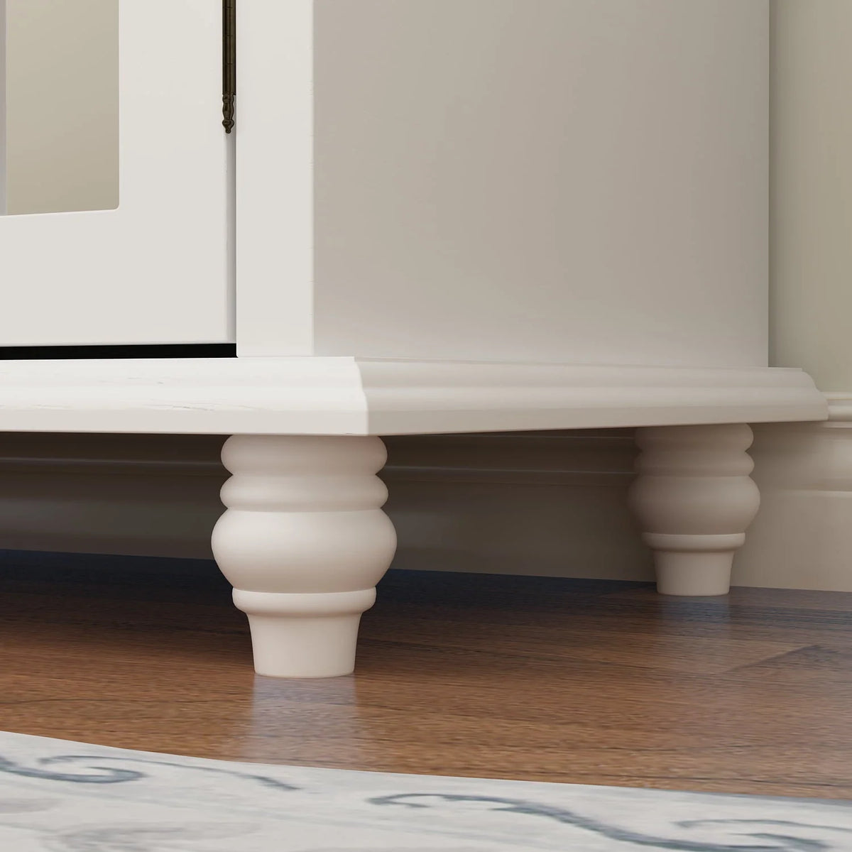 Timechee Buffet Sideboard Accent Table, Console Table Storage Cabinet with Mirror Doors, White