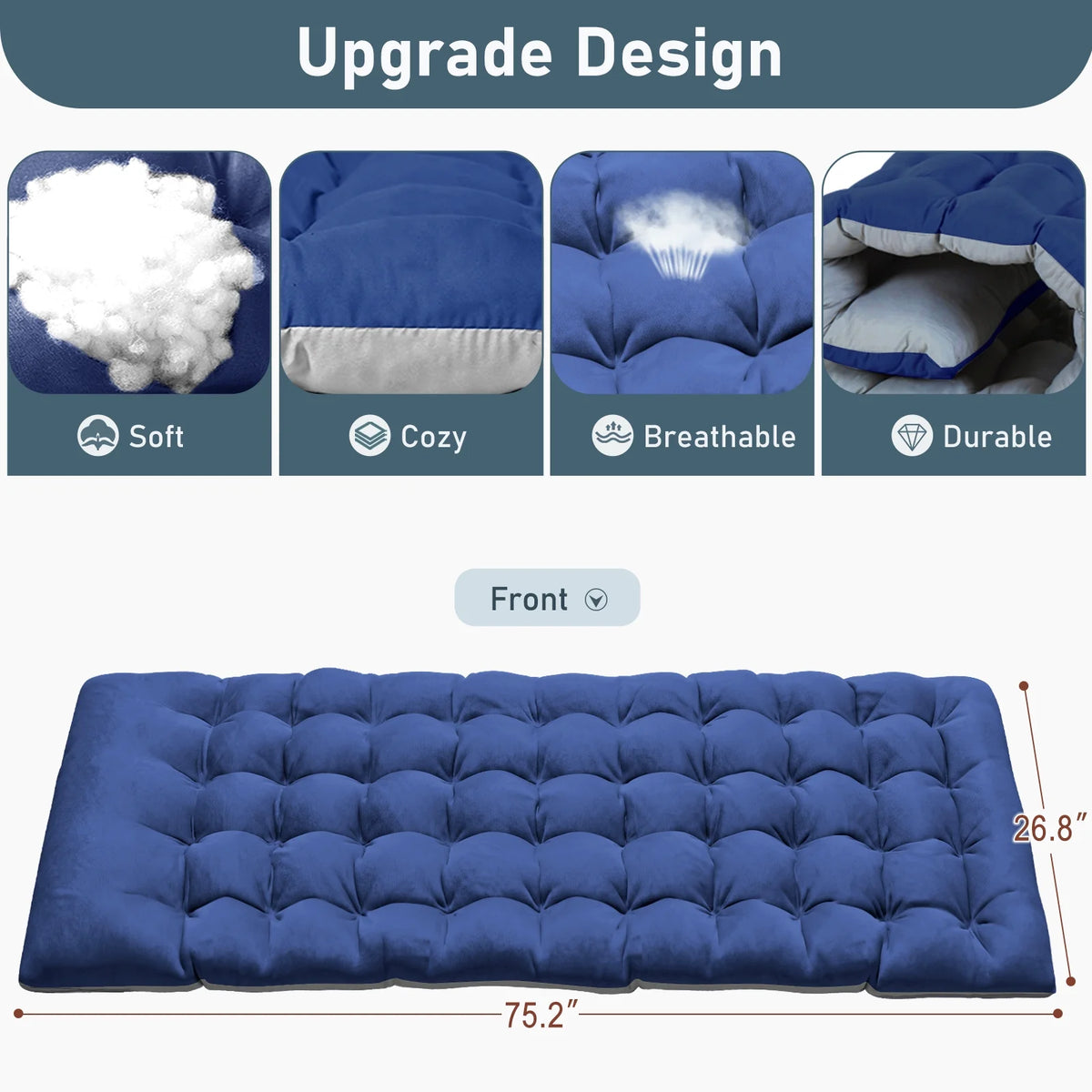 MOPHOTO Lounge Chair with Mattress, Outdoor Chaise Lounge Support 440 lb, Adjustable Portable Heavy Duty Sleeping Cots Bed for Camping, Pool, Beach, Patio