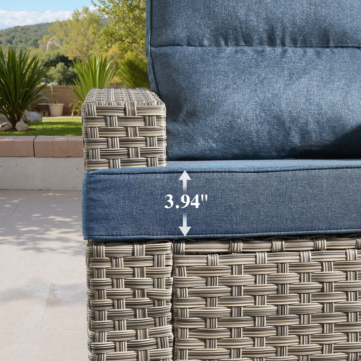 Ovios 10 Pieces Outdoor Patio Furniture Modern High - Back All - Weather Wicker Sectional Conversation Set with Propane Fire Pit Table & Swivel Chair, Dark Gray