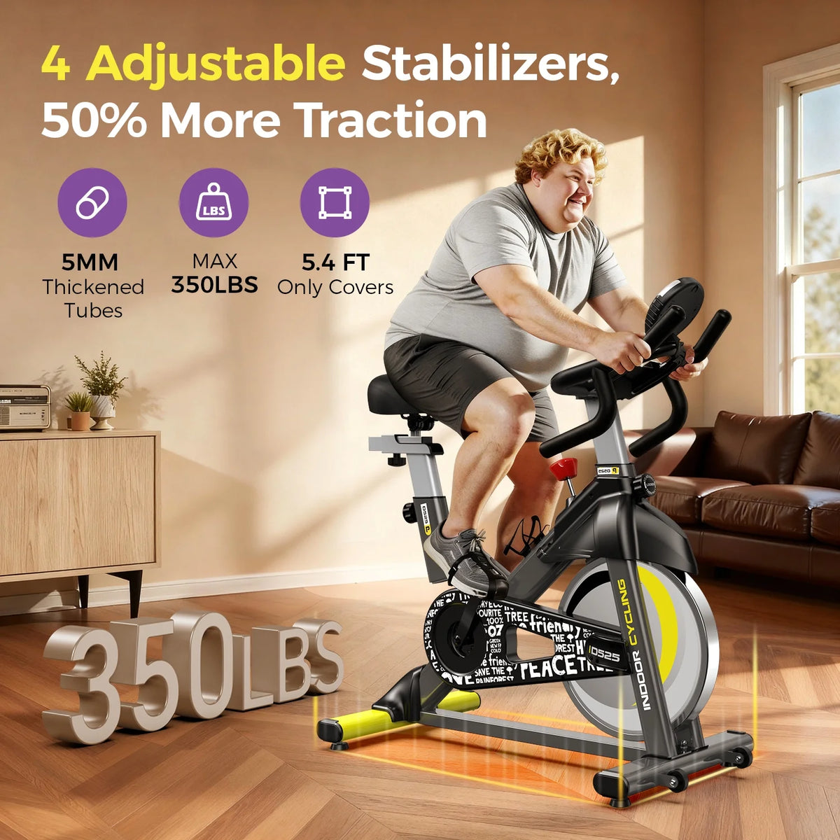 Pooboo Stationary Exercise Bike Indoor Cycling Bike Cycle Bicycle Adjustable Resistance for Home Office Cardio Workout Machine Max Weight 350 lb