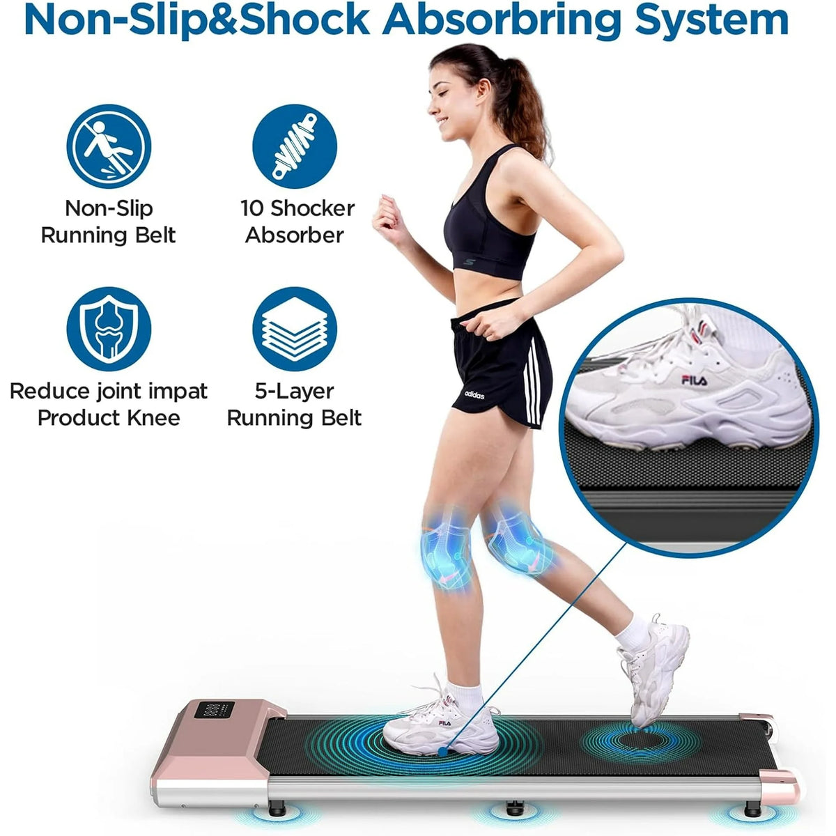 YDZJY 250 lb Walking Pad, 0.6 - 2.5 Mph Speed Range 1.2HP Quite Under Desk Treadmill, 2 in 1 Treadmill for Home/Office Exercise with Remote Control, Portable Treadmill with LED Display(Black)