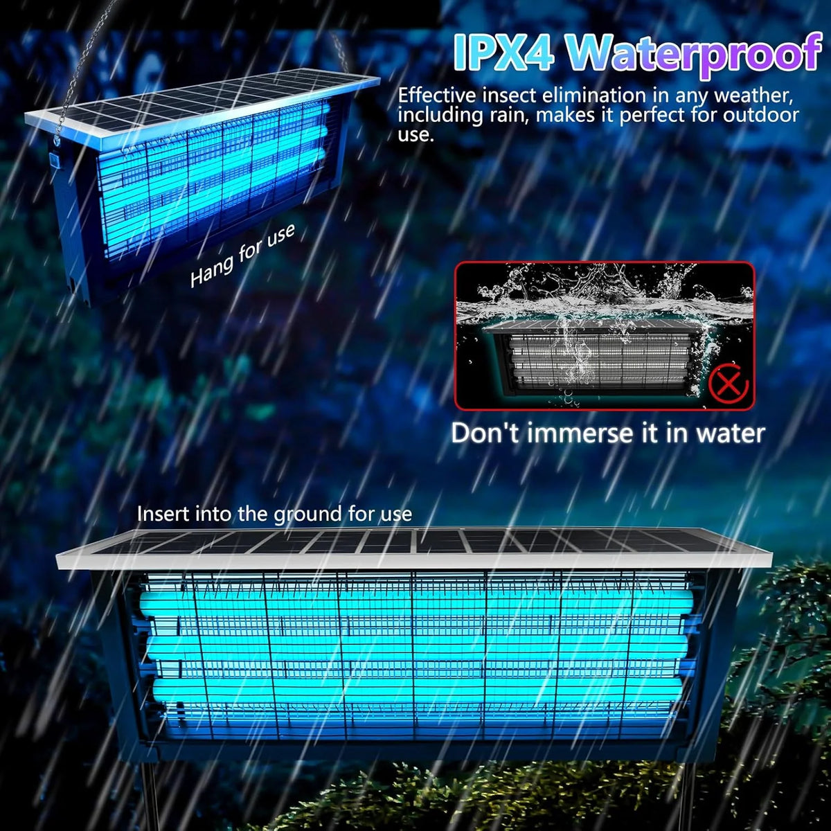 Solar-Powered Rechargeable Outdoor Insect Zapper