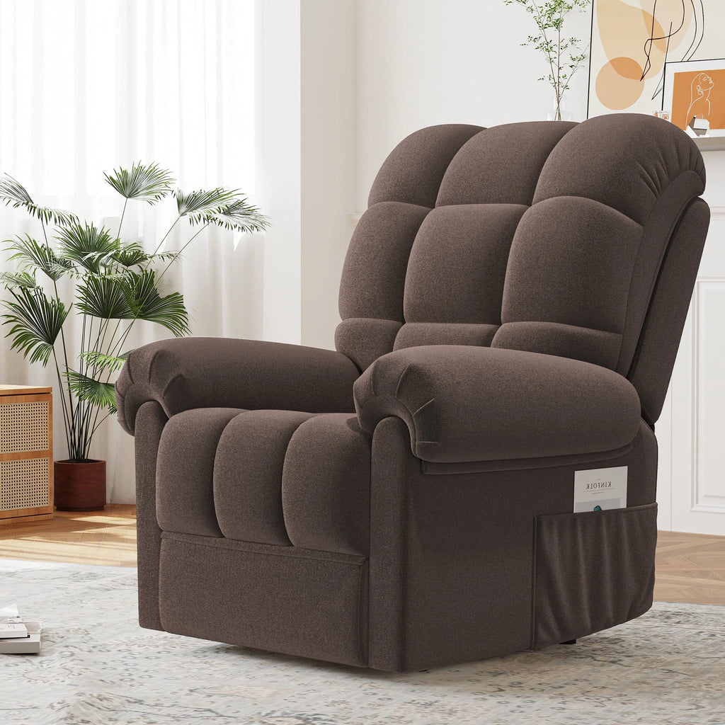 Power Recliner Chair, Electric Recline Sofa Chair for Adults with USB Port, Comfy Teddy Fleece Adjustable Cloud Sofa, Tool - Free Setup, Beige White