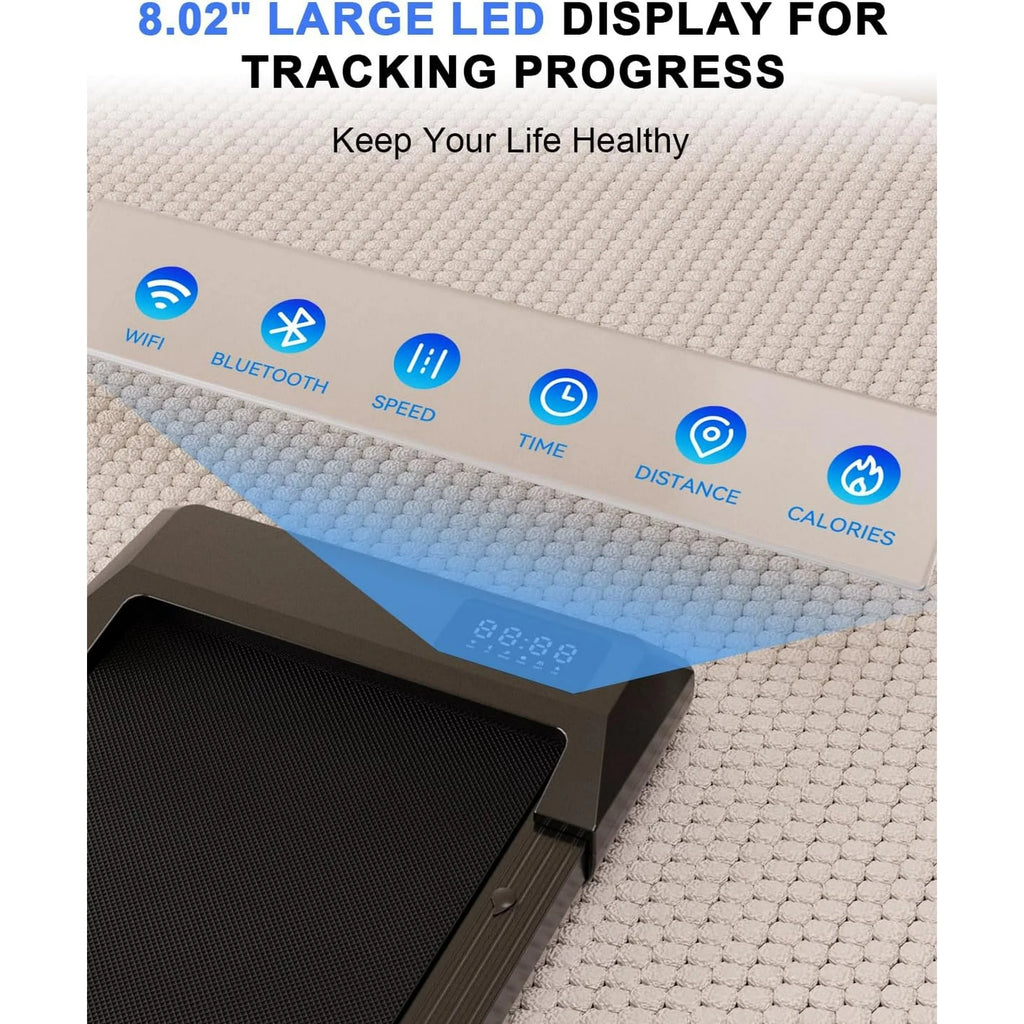YDZJY 250 lb Walking Pad, 0.6 - 2.5 Mph Speed Range 1.2HP Quite Under Desk Treadmill, 2 in 1 Treadmill for Home/Office Exercise with Remote Control, Portable Treadmill with LED Display(Black)