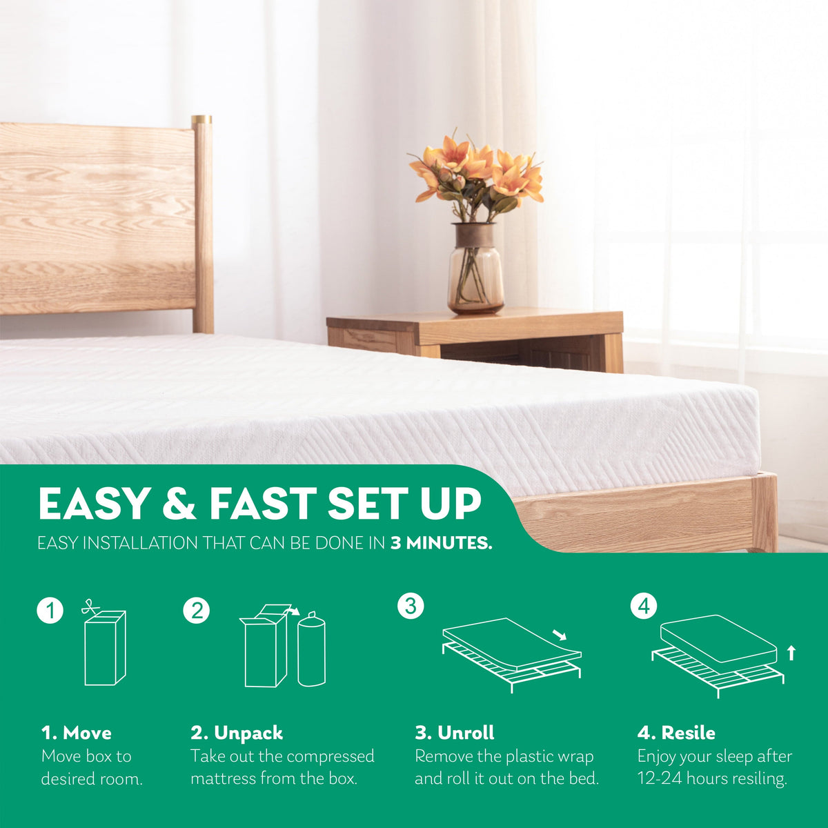 Size. EGO 6 inch Memory Foam Mattress. Cooling Gel Infused. White