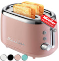 Mueller Retro Toaster 2 Slice with 7 Browning Levels and 3 Functions: Reheat, Defrost & Cancel, Stainless Steel Features, Removable Crumb Tray,