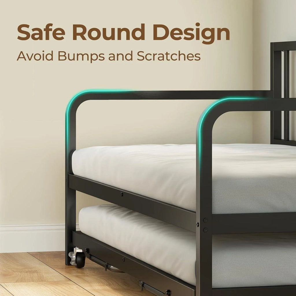 Twin Daybed with Trundle, Charging Station and LED Lights