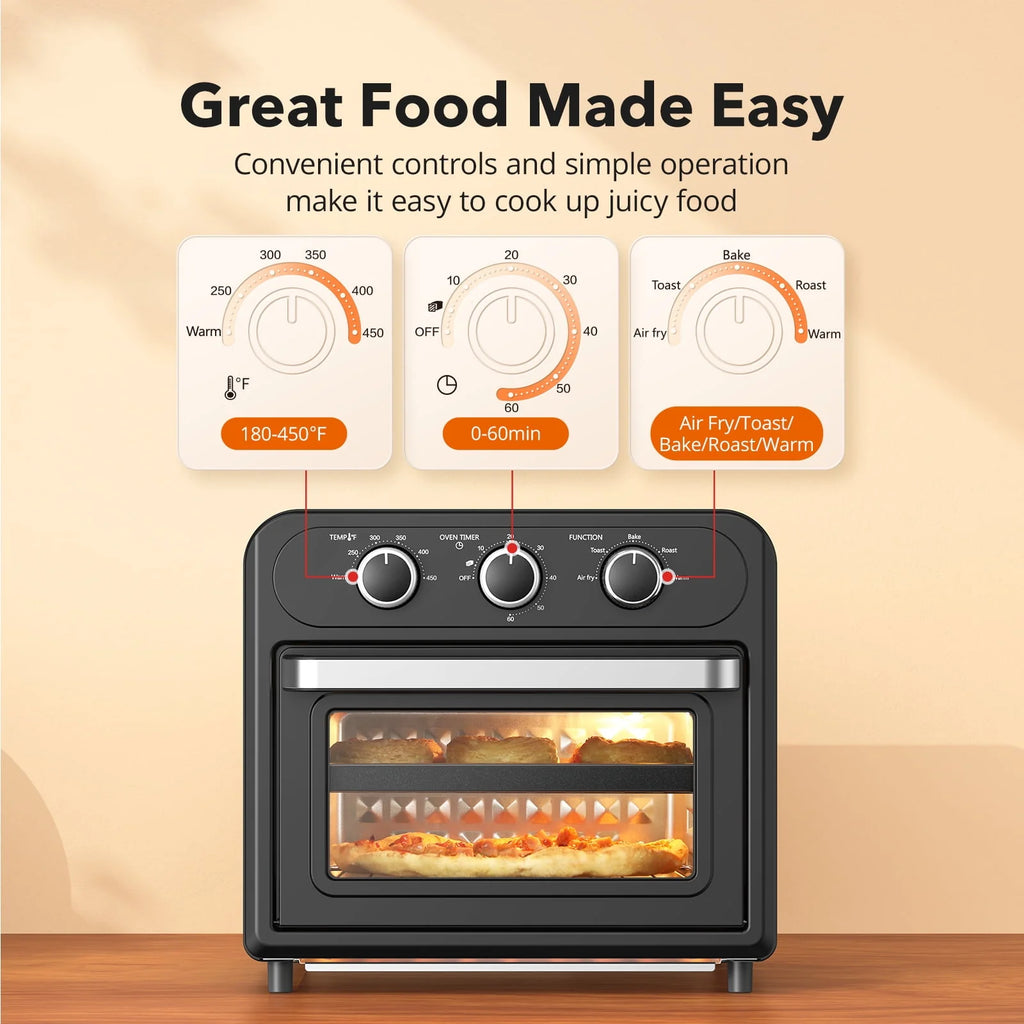 Taotronics Air Fryer | 1700W 14.8 Quart | 9 in 1 Air Fryer Oven | Oil - Less Cooker with Rotisserie Shaft