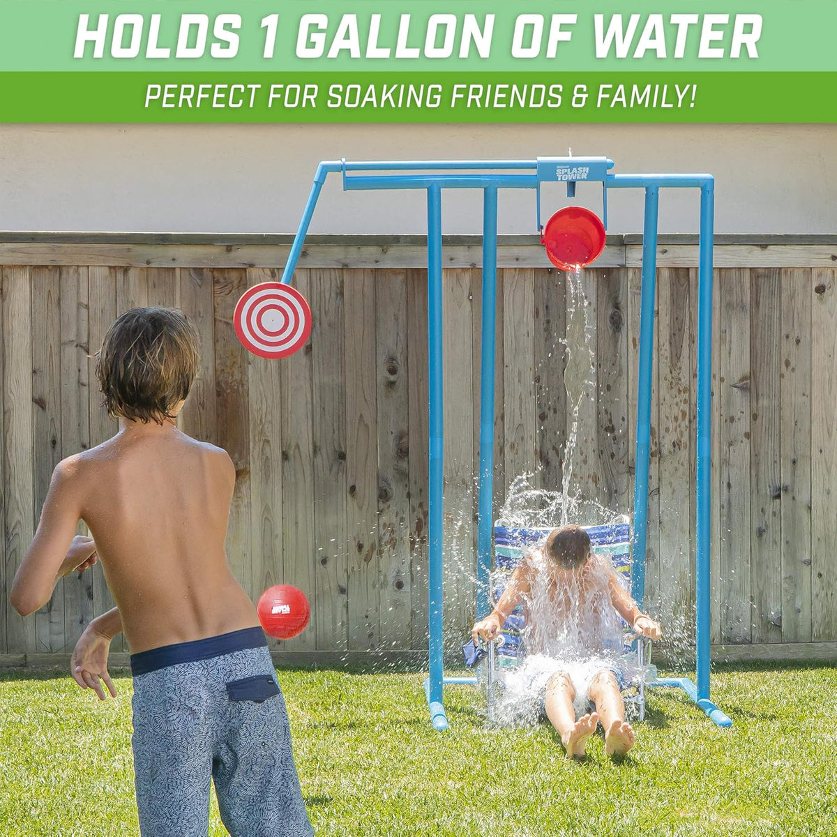 Outdoor Water Dunk Game Set with Splash Tower