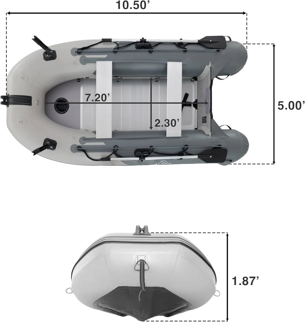 Inflatable Boat | Yacht Dinghy Tender Raft | Multi Person Fishing Boat | Aluminum Floor Oars | Fishing Rod Holders | Heavy-duty Pvc | 2024…
