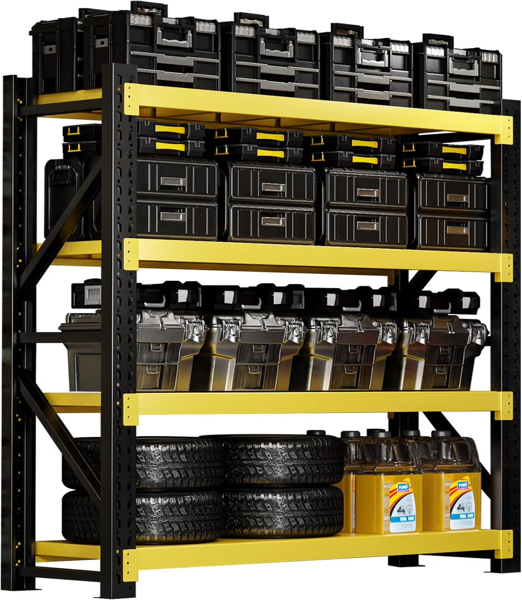 3000 lb Heavy - Duty Garage Shelving, 31.5" W Metal Shelves, 4 - Tier Adjustable Garage Shelving Units, Storage Racks for Warehouse, Workshop