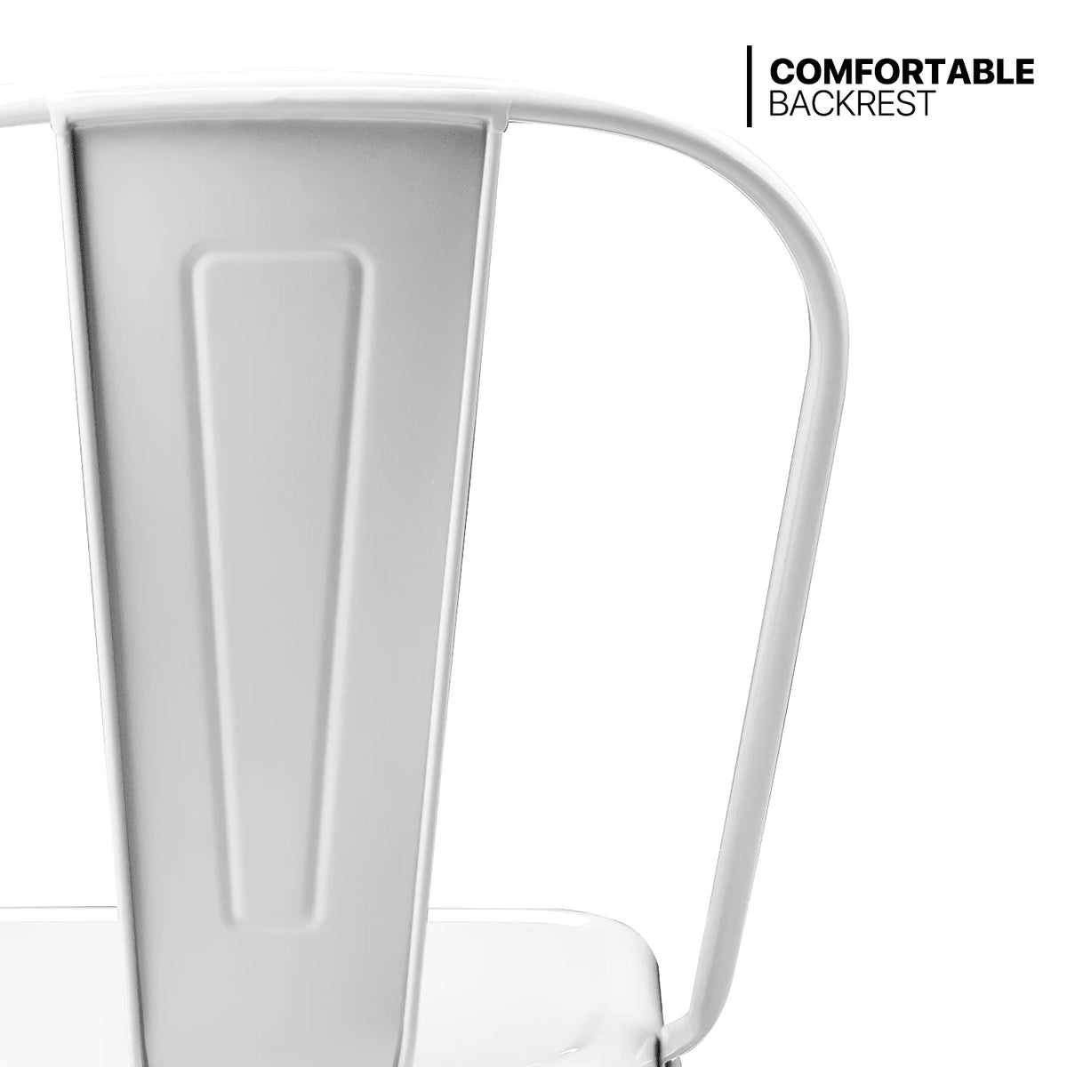 Monibloom Industrial Metal Dining Chair Set of 4, Stackable Bar Stools, for Home Patio Cafe Bar, White