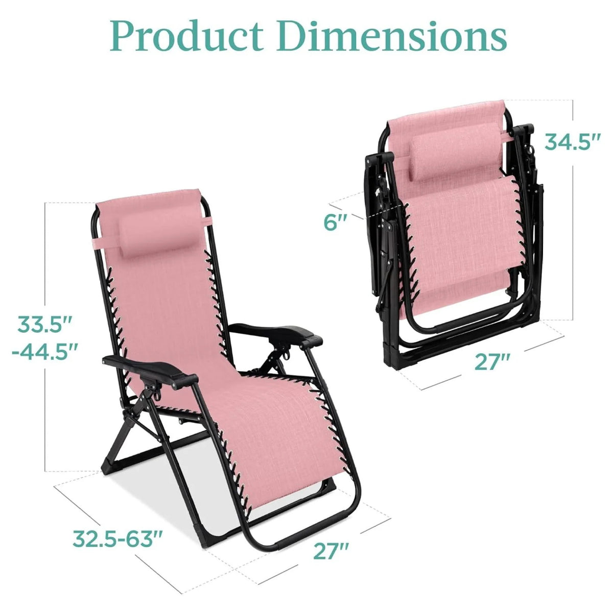 Oversized Chair, Folding Outdoor Patio Recliner, XL Anti Gravity Lounger W/Removable Cushion, Cup Holder, Side Tray, 350 lb Capacity - Taupe