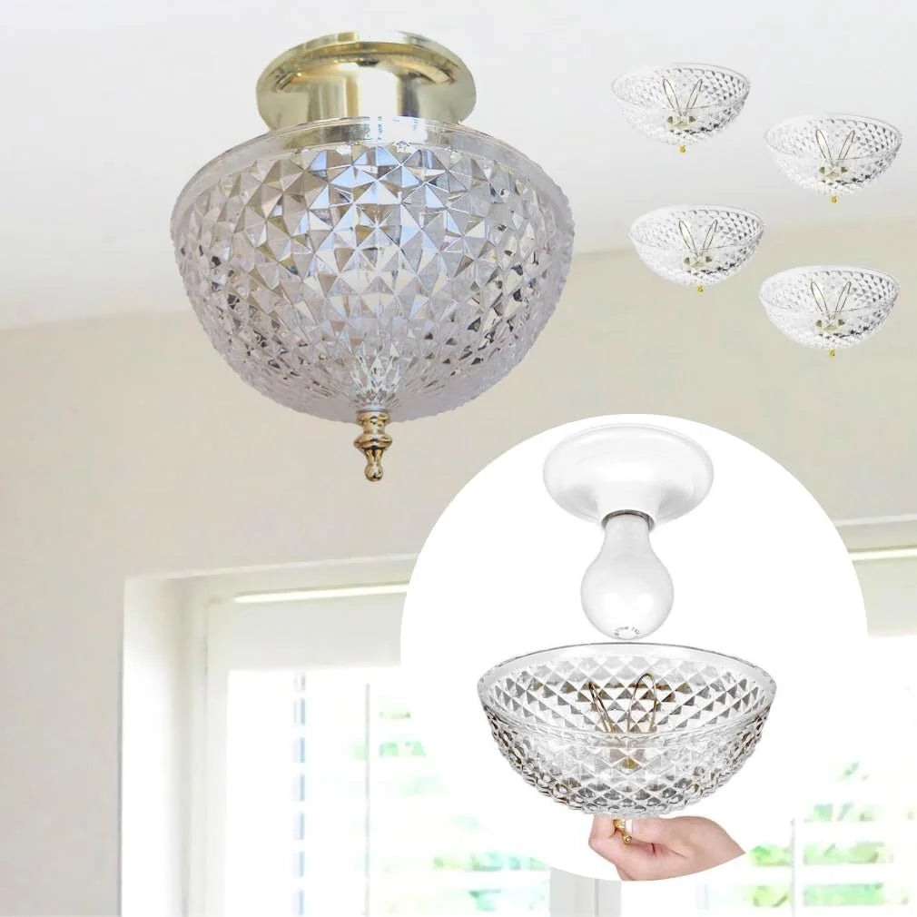 Shadevie Diamond-Cut Acrylic Clip-On Lamp Shade – for Ceiling Bulbs & Lamps