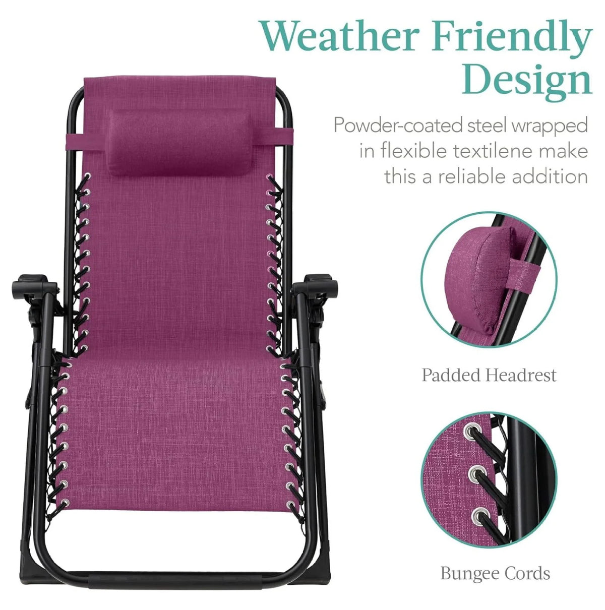 Oversized Chair, Folding Outdoor Patio Recliner, XL Anti Gravity Lounger W/Removable Cushion, Cup Holder, Side Tray, 350 lb Capacity - Taupe