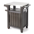 Unity 40 Gal Patio Storage Grilling Bar Cart w/Stainless Steel Top. Brown