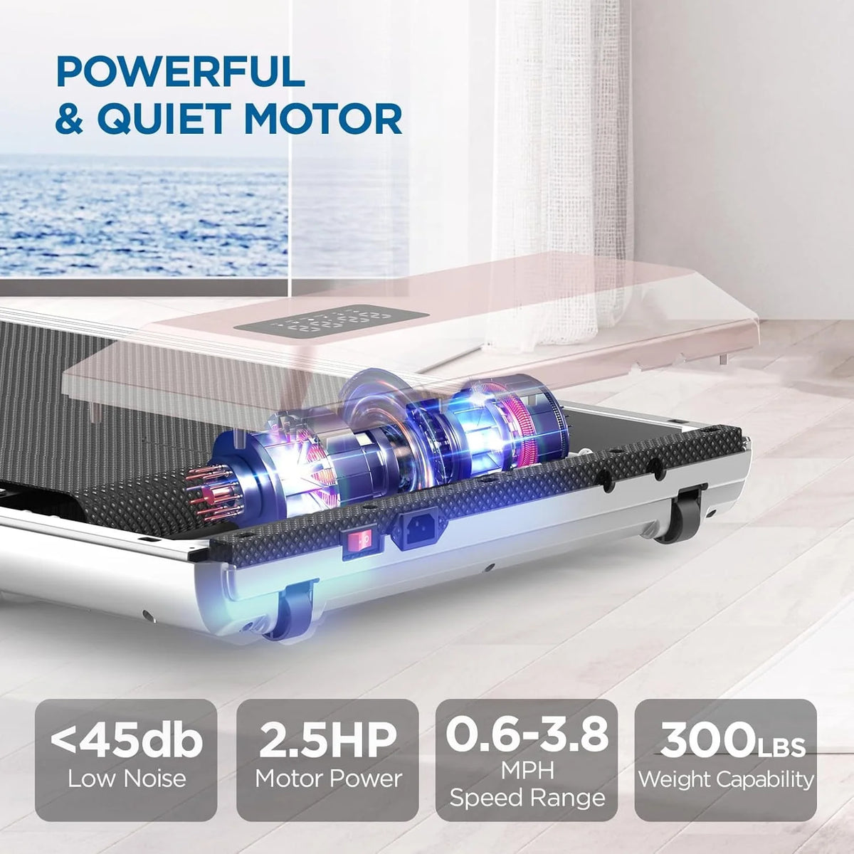 YDZJY 250 lb Walking Pad, 0.6 - 2.5 Mph Speed Range 1.2HP Quite Under Desk Treadmill, 2 in 1 Treadmill for Home/Office Exercise with Remote Control, Portable Treadmill with LED Display(Black)