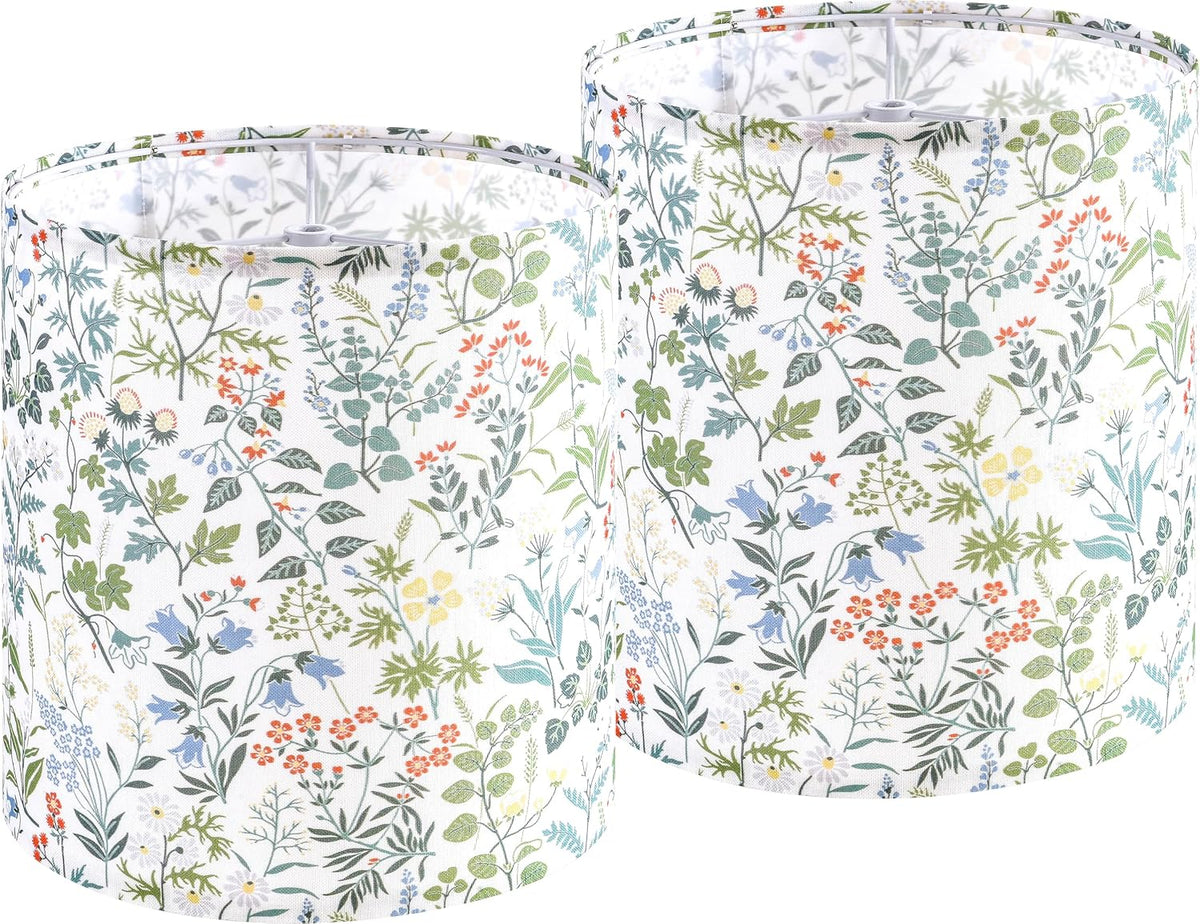 Shadevie Pink Floral Bird Print Drum Lamp Shade – for Table Lamps