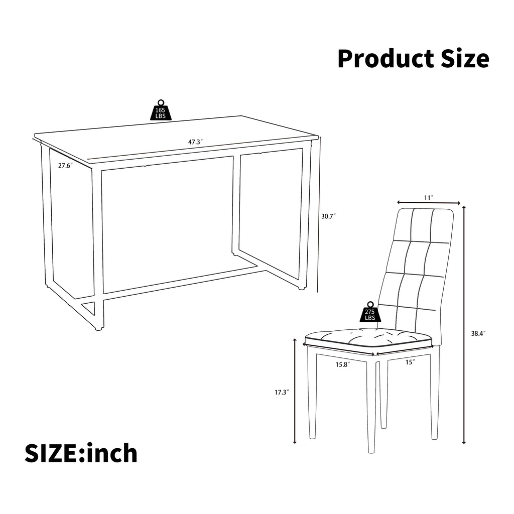 Seizeen Solid Wood Kitchen Table and Chairs, Dining Room Table Set for 4 with Gray Upholstered Chairs, Wood Grain Table Heavy - Duty Frame, Rustic Minimalist Style Breakfast Nook Set