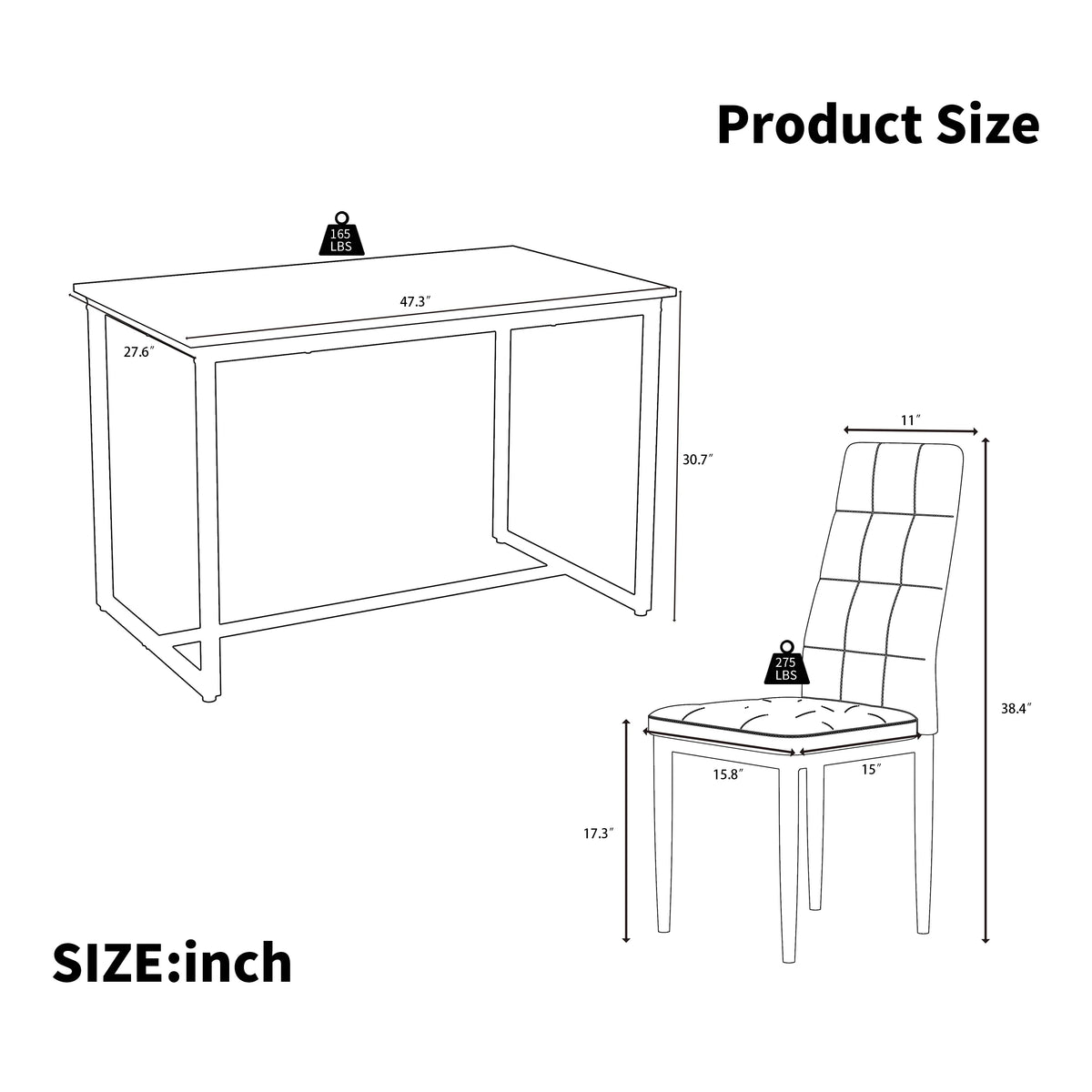 Seizeen Solid Wood Kitchen Table and Chairs, Dining Room Table Set for 4 with Gray Upholstered Chairs, Wood Grain Table Heavy - Duty Frame, Rustic Minimalist Style Breakfast Nook Set