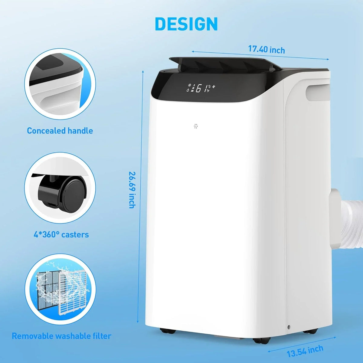 Portable Air Conditioner Cools Up to 700 Sq.ft, 3-IN-1 Energy Efficient Portable AC Unit with Remote Control & Installation Kits for Large…