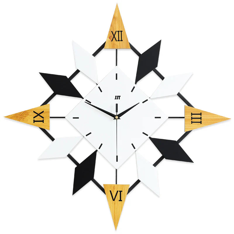 Modern Diamond Style Wall Clock – Solid Wood Decorative Living Room Clock (60x60cm)