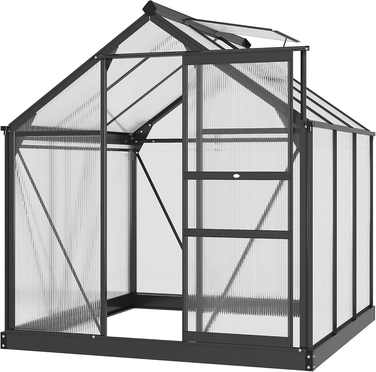 Walk-In Polycarbonate Greenhouse with Sliding Door and Roof Vent