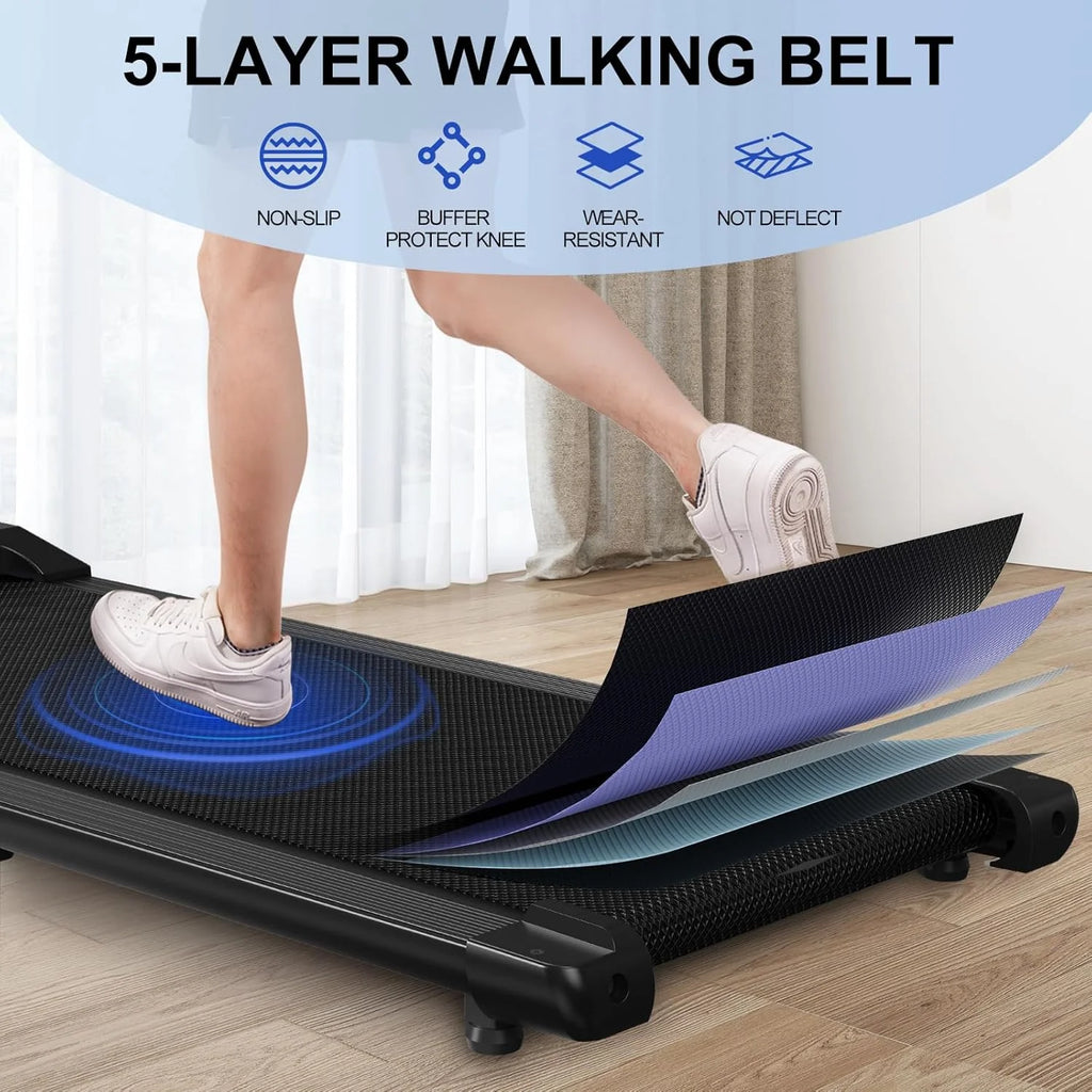 YDZJY 250 lb Walking Pad, 0.6 - 2.5 Mph Speed Range 1.2HP Quite Under Desk Treadmill, 2 in 1 Treadmill for Home/Office Exercise with Remote Control, Portable Treadmill with LED Display(Black)