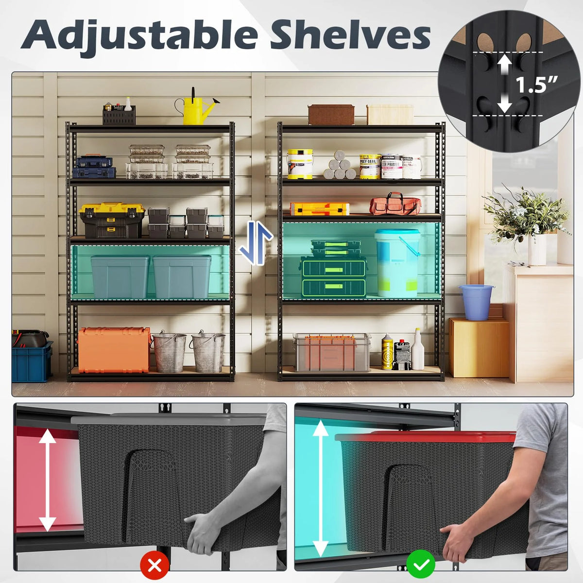 Tangkula 5-Tier Heavy Duty Garage Shelving Unit 2200 LBS Metal Storage Organizer Rack