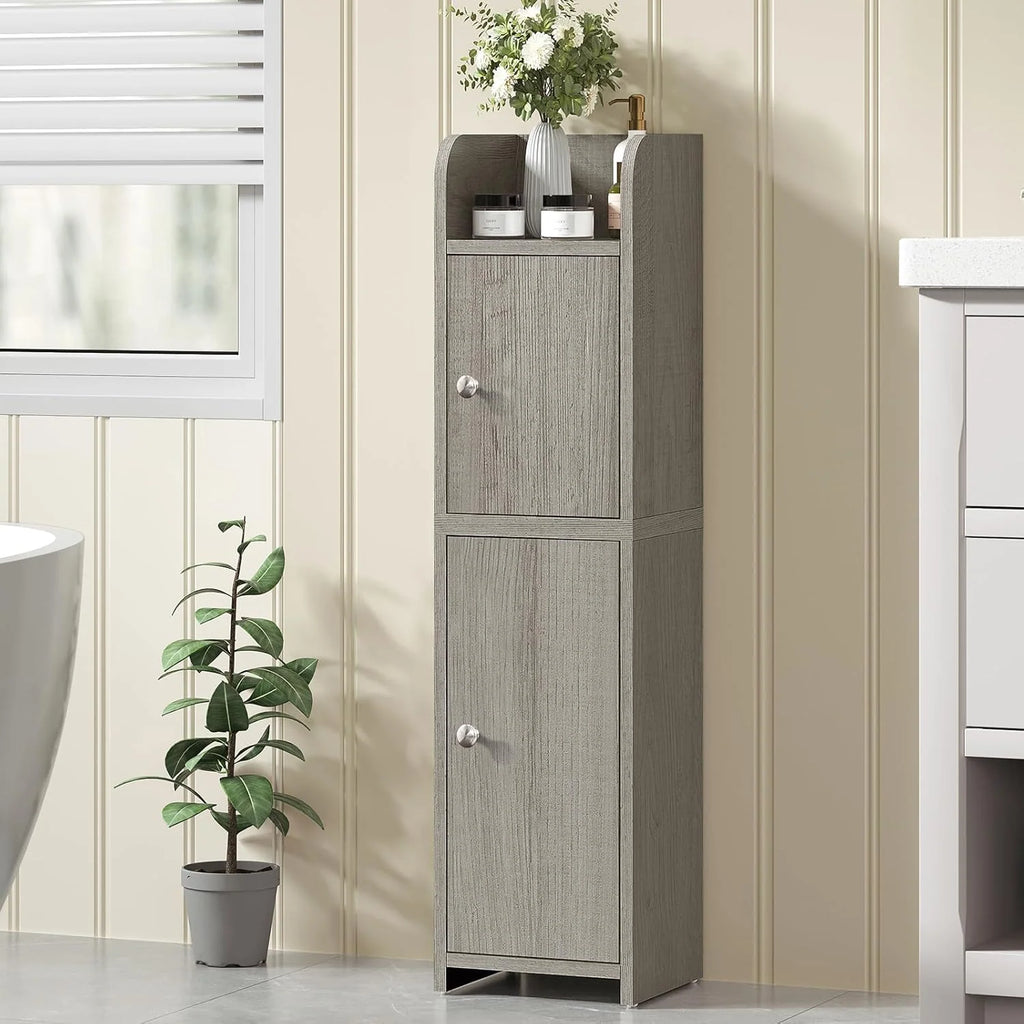 Two Sideboard Cabinets with Four Doors, White