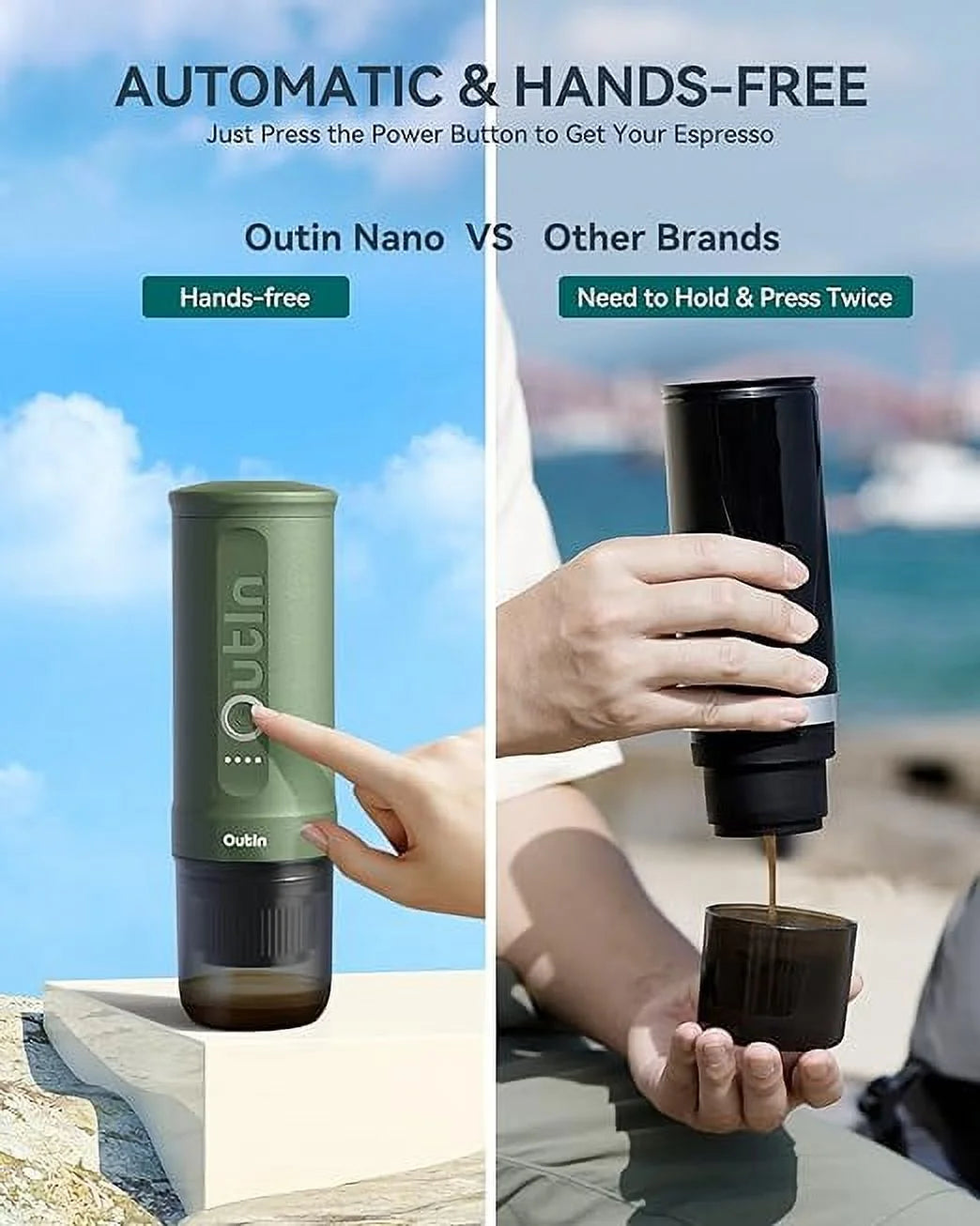 Nano Portable Electric Espresso Machine: 20 Bar, 3 - 4 Min Self - Heating, Mini 12V/24V Car Coffee Maker with NS Capsule & Ground Options - Ideal for Camping, Travel, RV, Hiking, Office (Space Grey)