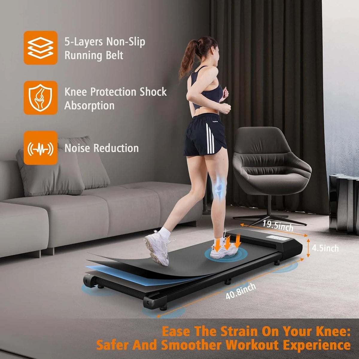 YDZJY 250 lb Walking Pad, 0.6 - 2.5 Mph Speed Range 1.2HP Quite Under Desk Treadmill, 2 in 1 Treadmill for Home/Office Exercise with Remote Control, Portable Treadmill with LED Display(Black)