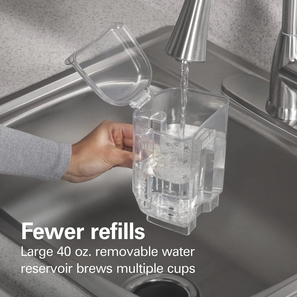 The Scoop Single Serve Coffee Maker & Fast Grounds Brewer for 8 - 14 oz. Cups, Brews in Minutes, 40 oz. Removable Reservoir, Stainless Steel (49987), Silver