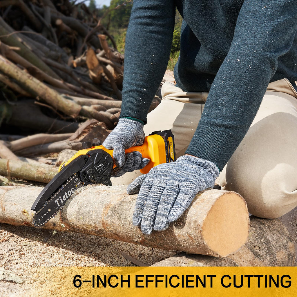 Tietoc Mini Cordless Chainsaw. 6 Inch Handheld Chain Saw