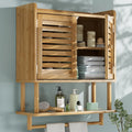 Wall-Mounted Bamboo Bathroom Cabinet with Towel Bar