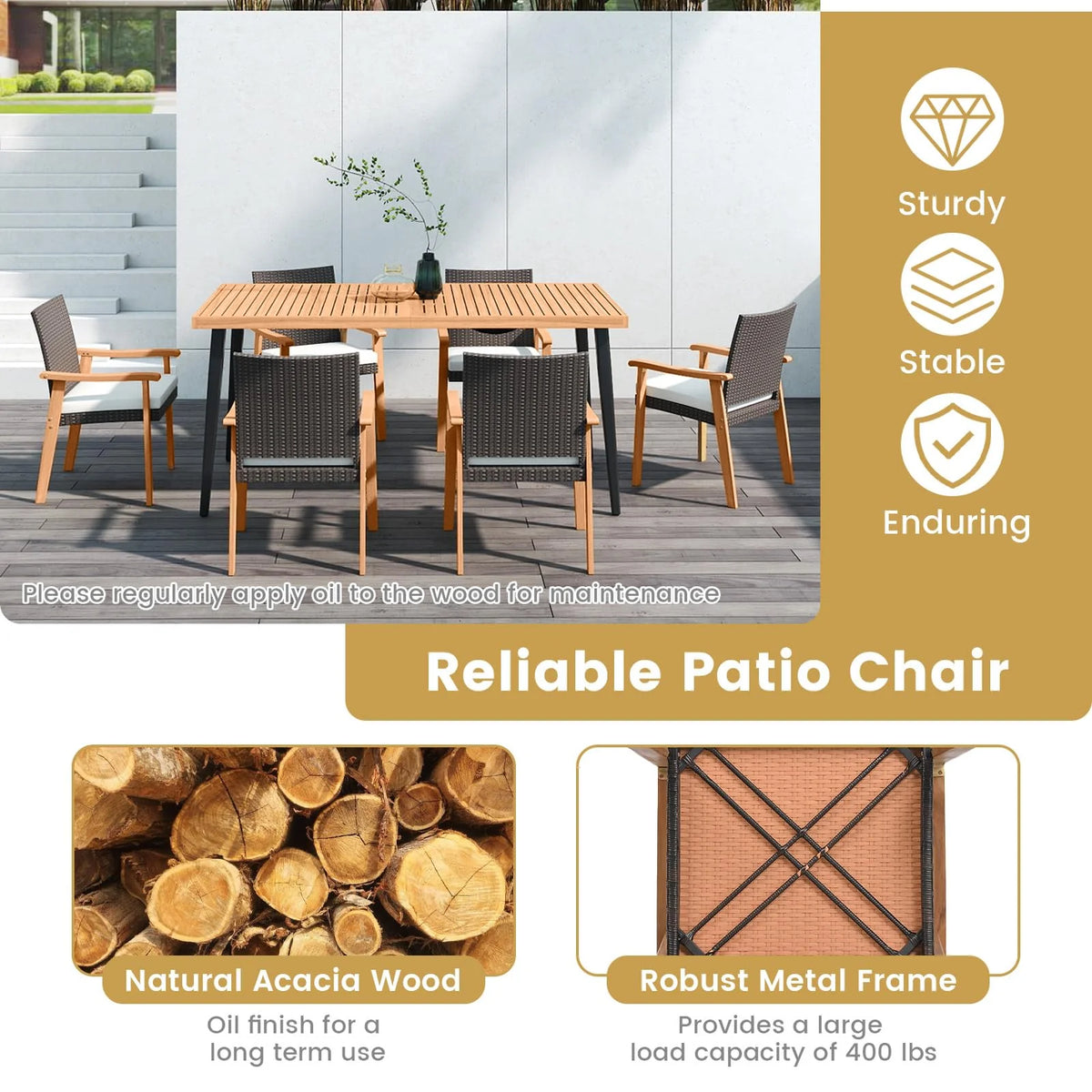 Tangkula 7 Pieces Patio Dining Table Set for Garden