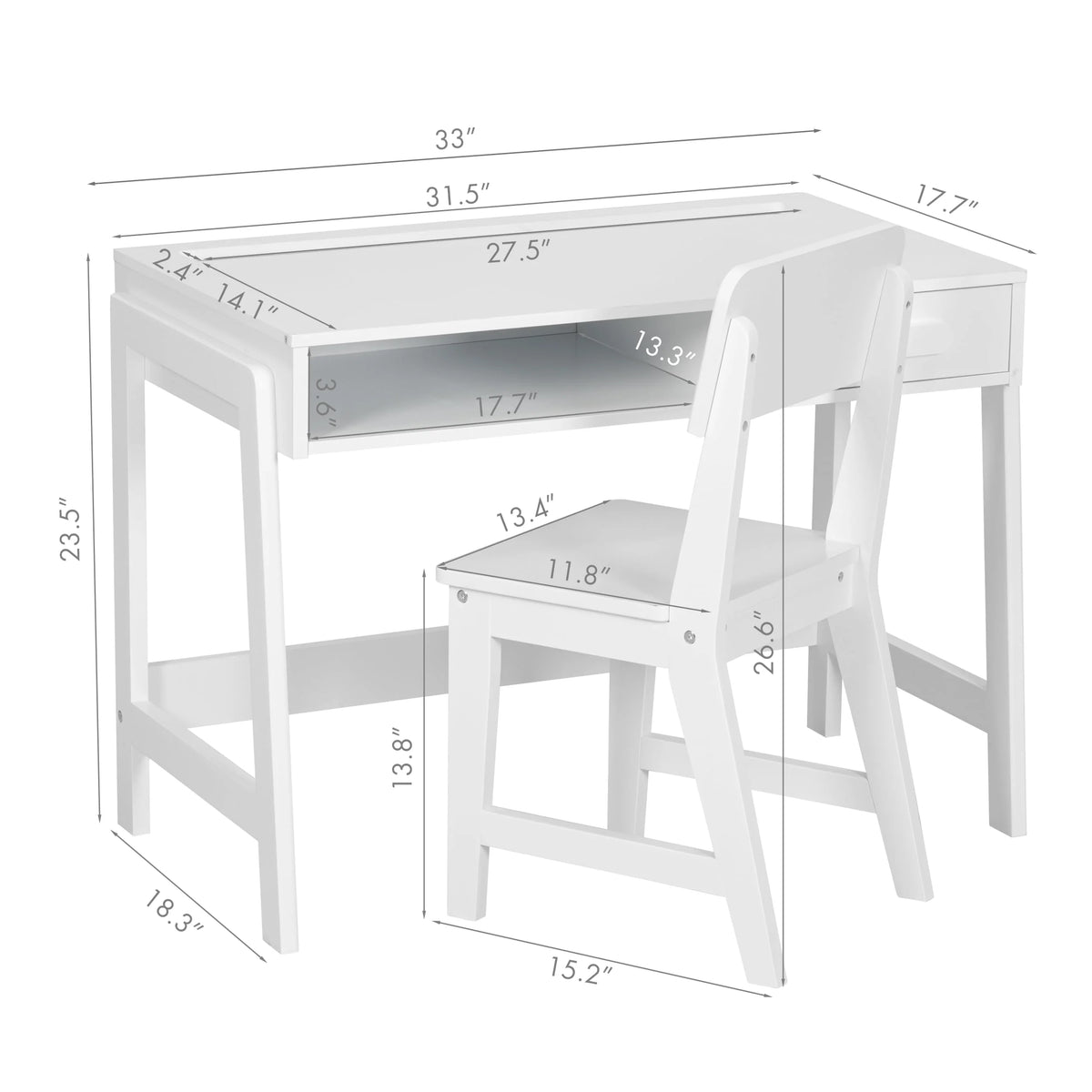 UTEX Kids Desk and Chair Set for Kids with Drawers
